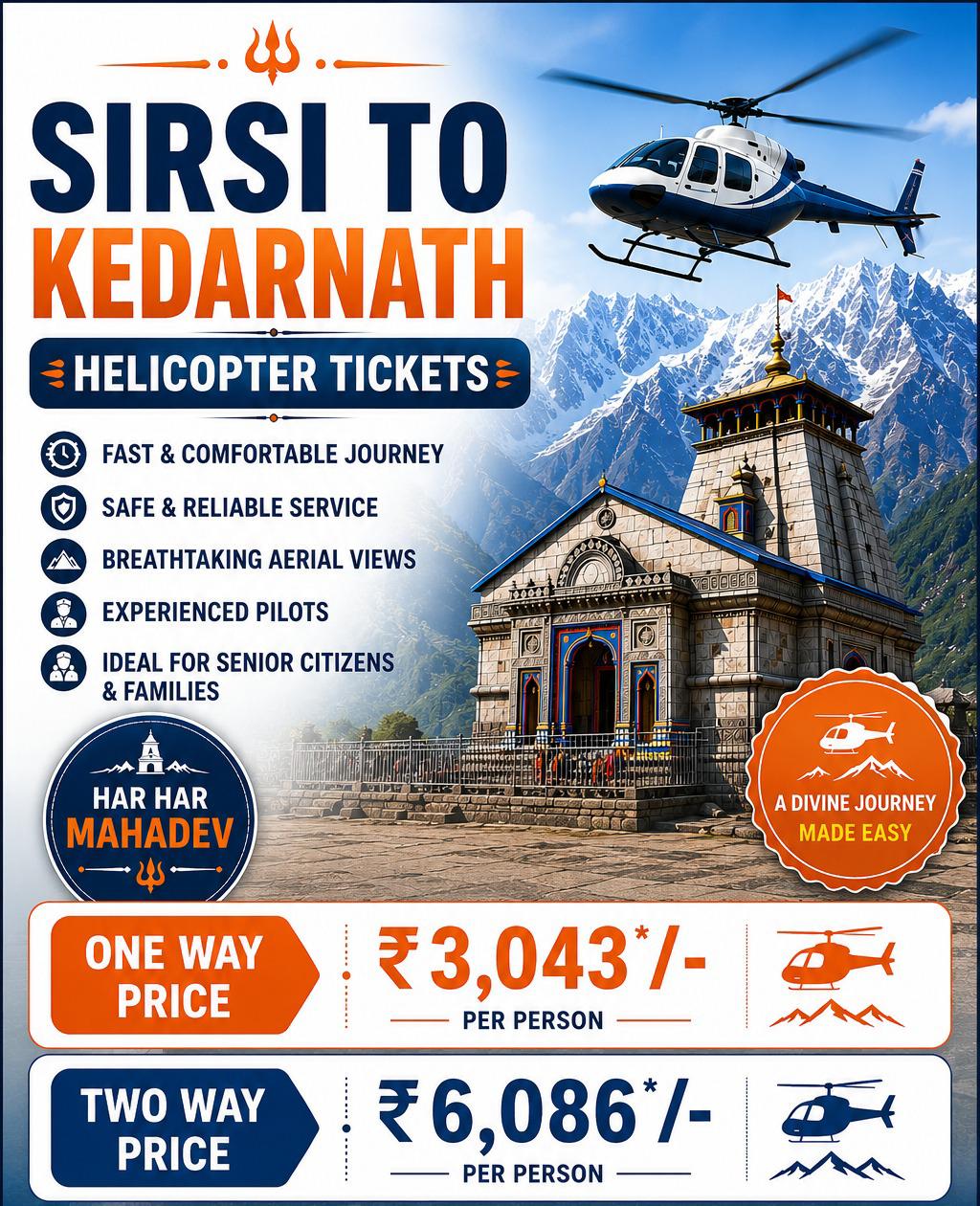 Sirsi to Kedarnath Helicopter